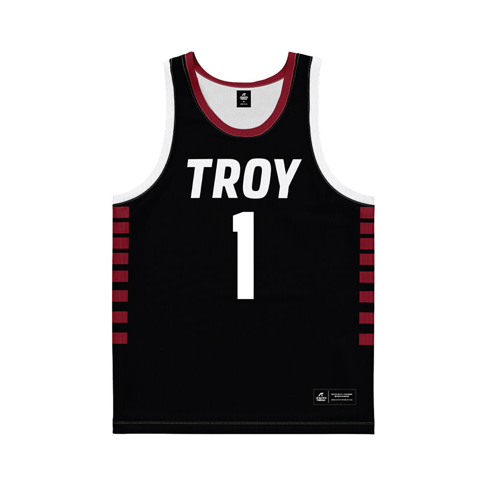 Troy - NCAA Women's Basketball : Saniya Jackson - Black Basketball Jersey-0