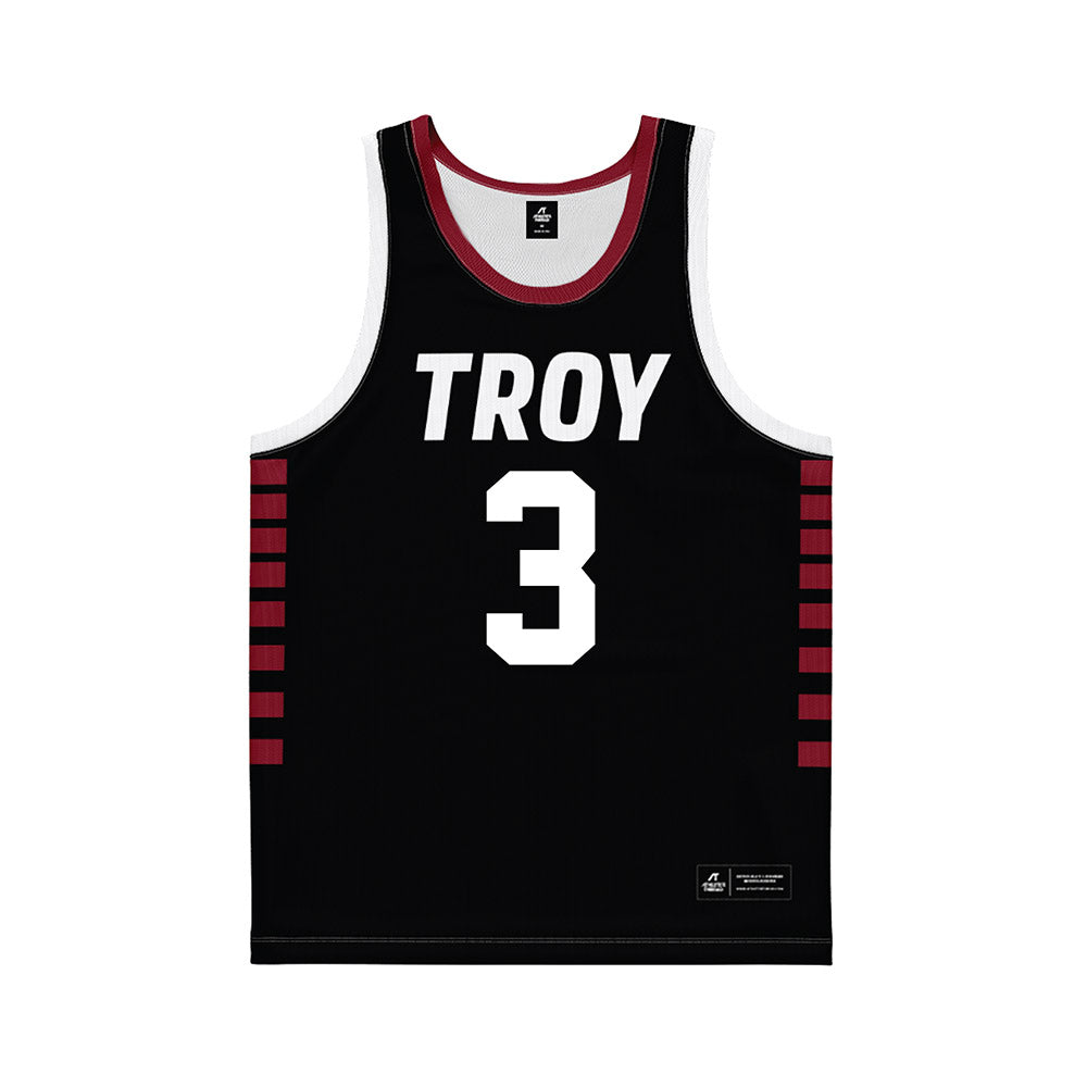 Troy - NCAA Women's Basketball : Emani Jenkins - Black Basketball Jersey-0