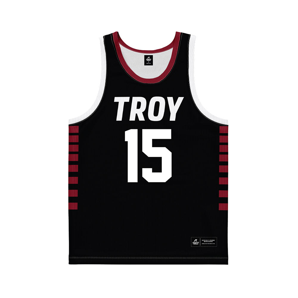 Troy - NCAA Women's Basketball : Jasmine Timmons - Black Basketball Jersey-0