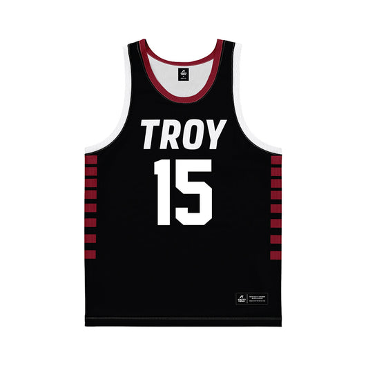 Troy - NCAA Women's Basketball : Jasmine Timmons - Black Basketball Jersey-0