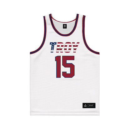 Troy - NCAA Women's Basketball : Jasmine Timmons - White Patriotic Basketball Jersey-0
