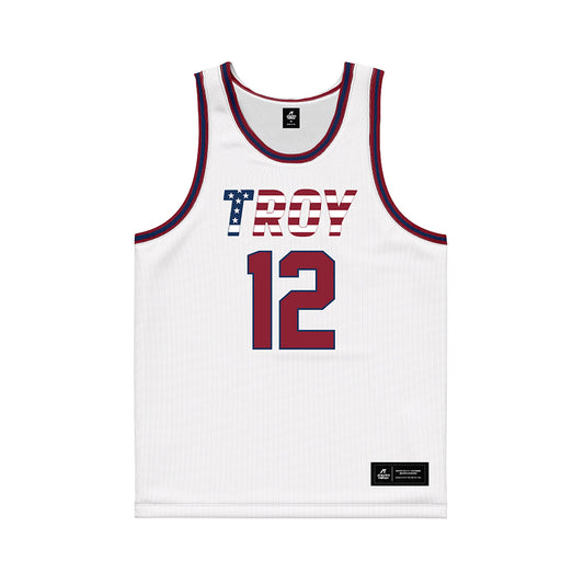 Troy - NCAA Women's Basketball : Maeva de la Fortuna Ngnawo Nguiensam - White Patriotic Basketball Jersey-0