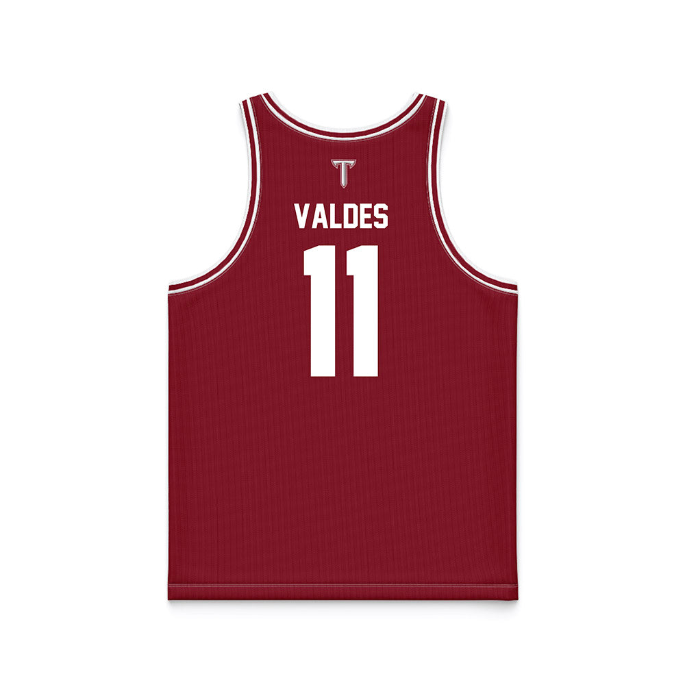 Troy - NCAA Men's Basketball : Victor Valdes - Cardinal Red Basketball Jersey-1