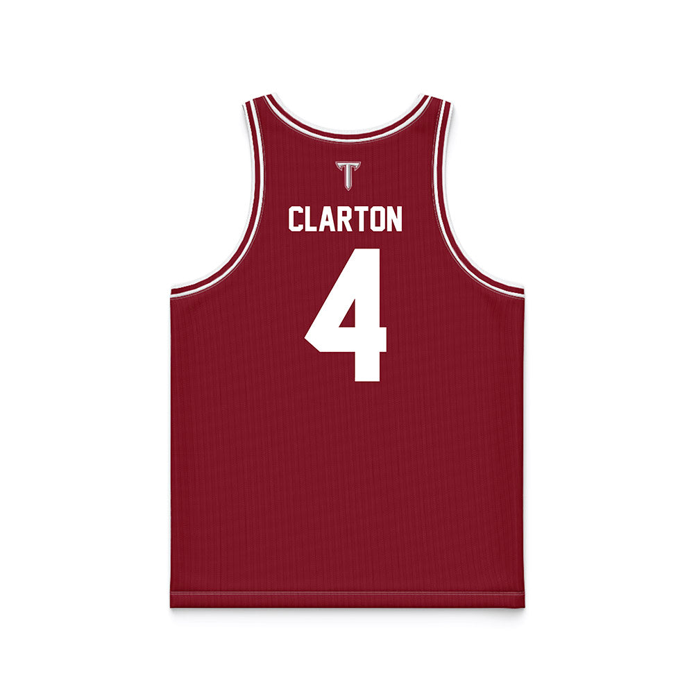 Troy - NCAA Men's Basketball : Emmanuel Clarton - Cardinal Red Basketball Jersey-1