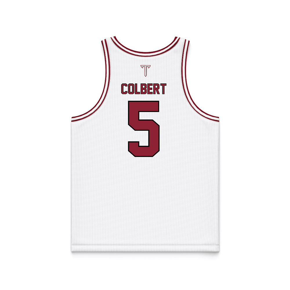 Troy - NCAA Men's Basketball : Javen Colbert - White Basketball Jersey-1