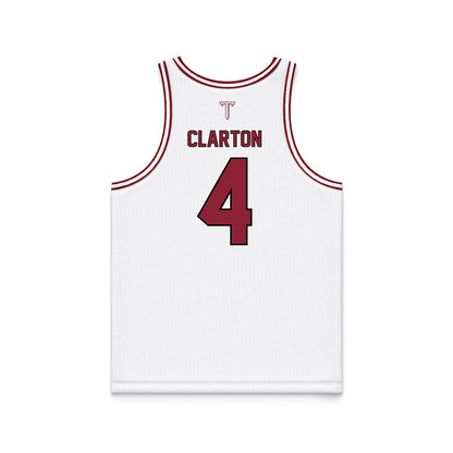Troy - NCAA Men's Basketball : Emmanuel Clarton - White Basketball Jersey-1