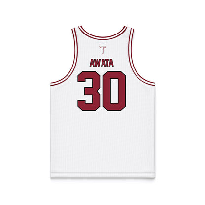 Troy - NCAA Men's Basketball : Hikaru Awata - White Basketball Jersey-1