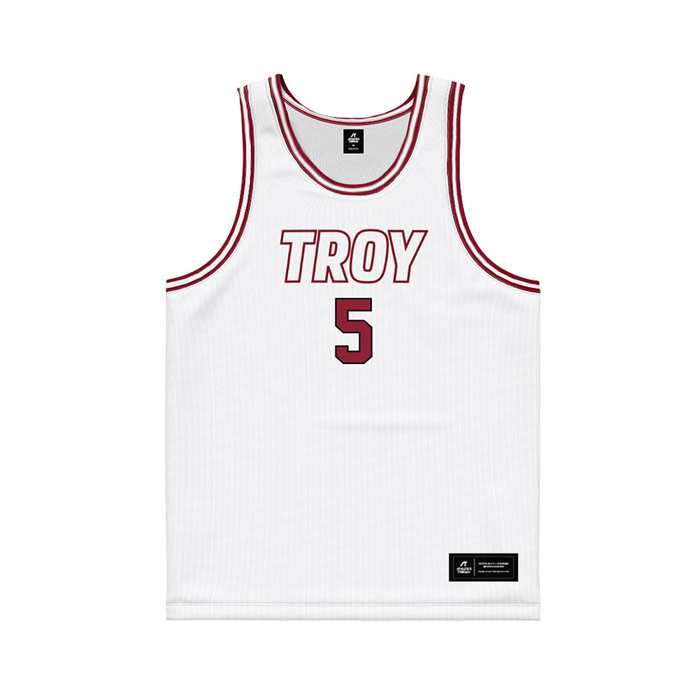 Troy - NCAA Men's Basketball : Javen Colbert - White Basketball Jersey-0