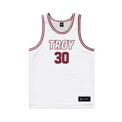 Troy - NCAA Men's Basketball : Hikaru Awata - White Basketball Jersey-0