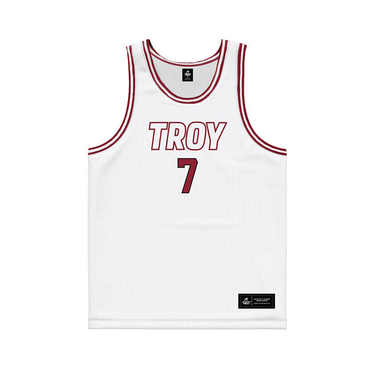 Troy - NCAA Men's Basketball : Javier Gilgeous-Glasgow - White Basketball Jersey-0