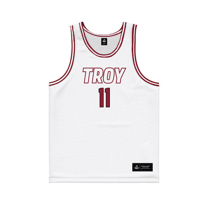Troy - NCAA Men's Basketball : Victor Valdes - White Basketball Jersey-0