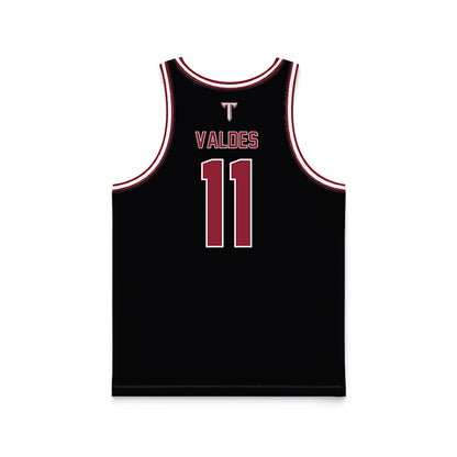 Troy - NCAA Men's Basketball : Victor Valdes - Black Basketball Jersey-1