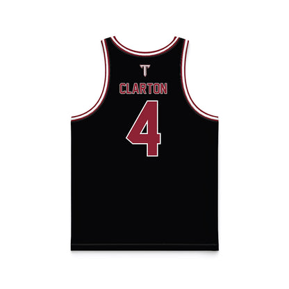 Troy - NCAA Men's Basketball : Emmanuel Clarton - Black Basketball Jersey-1