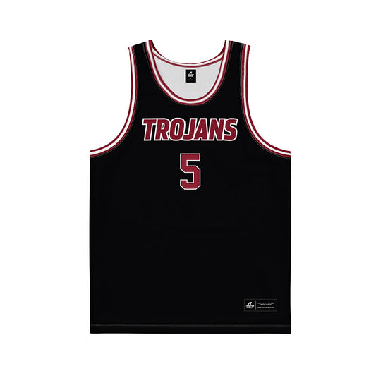 Troy - NCAA Men's Basketball : Javen Colbert - Black Basketball Jersey-0
