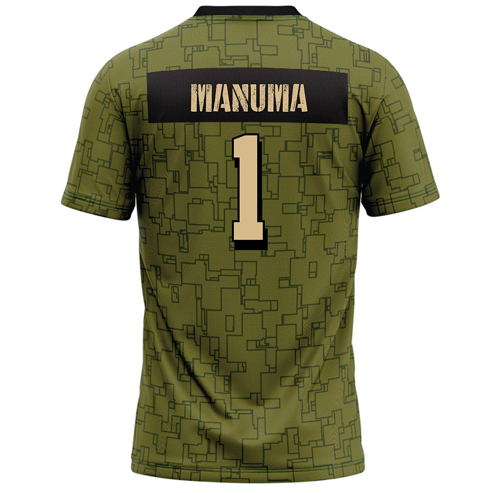 Hawaii - NCAA Football : Peter Manuma - Green Camo Football Jersey-1