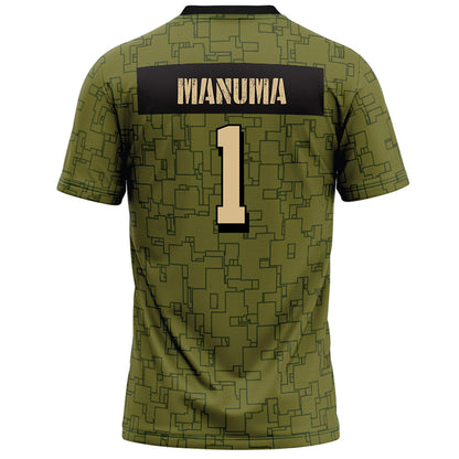 Hawaii - NCAA Football : Peter Manuma - Green Camo Football Jersey-1