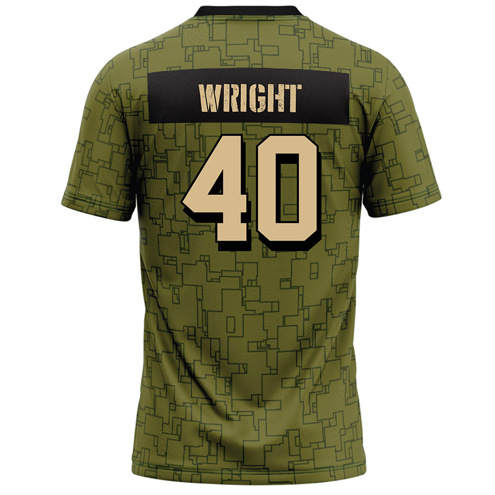 Hawaii - NCAA Football : Jeremiah Wright - Green Camo Football Jersey