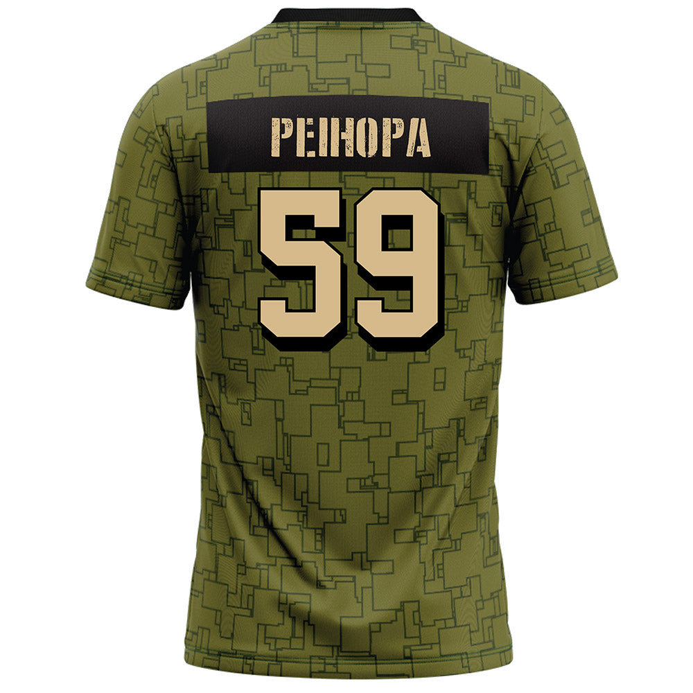 Hawaii - NCAA Football : Kuao Peihopa - Green Camo Football Jersey-1