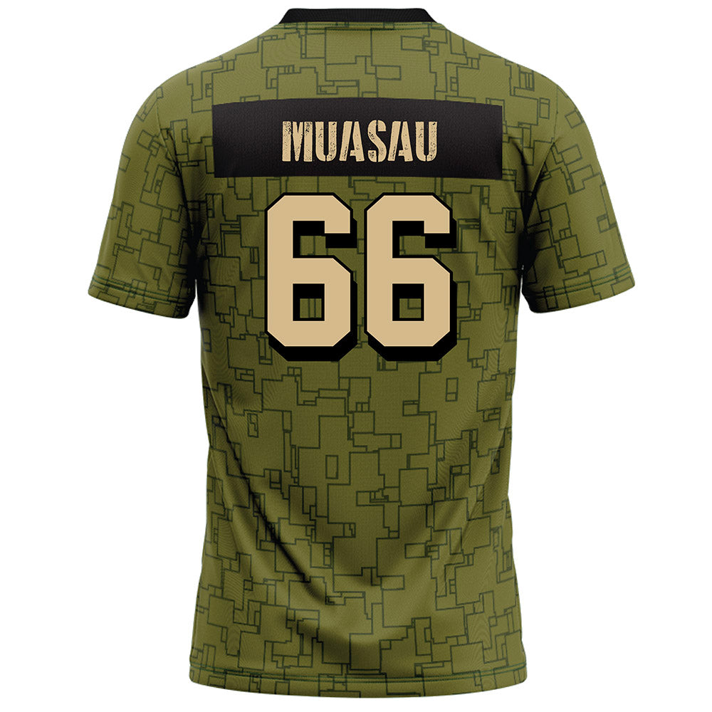 Hawaii - NCAA Football : Sergio Muasau - Green Camo Football Jersey