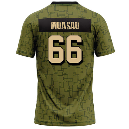 Hawaii - NCAA Football : Sergio Muasau - Green Camo Football Jersey