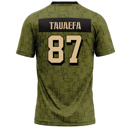 Hawaii - NCAA Football : Devon Tauaefa - Green Camo Football Jersey-1