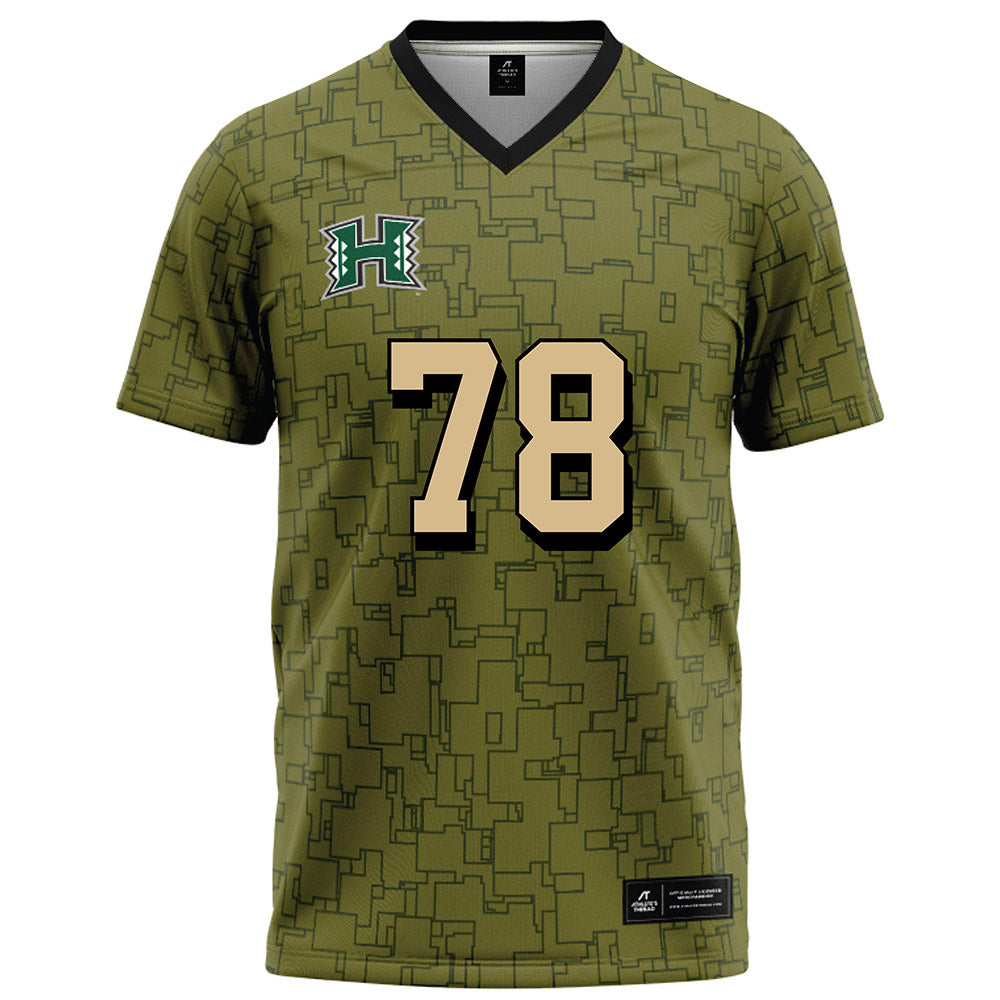 Hawaii - NCAA Football : Blaine Decambra - Green Camo Football Jersey-0