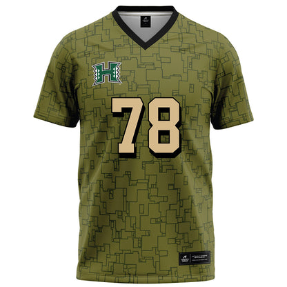 Hawaii - NCAA Football : Blaine Decambra - Green Camo Football Jersey-0