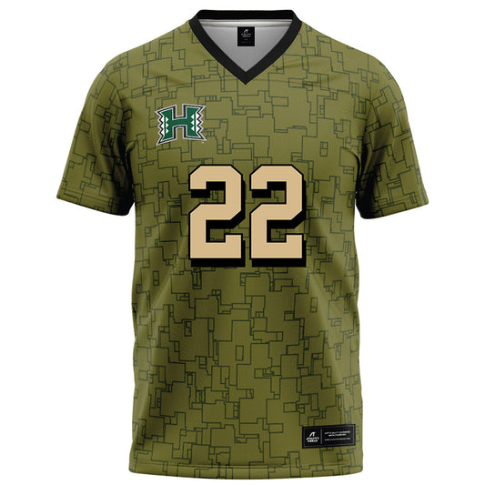 Hawaii - NCAA Football : Ezekiel Rodrigues - Green Camo Football Jersey-0