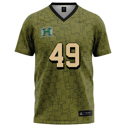 Hawaii - NCAA Football : Dennis Tadio - Green Camo Football Jersey-0