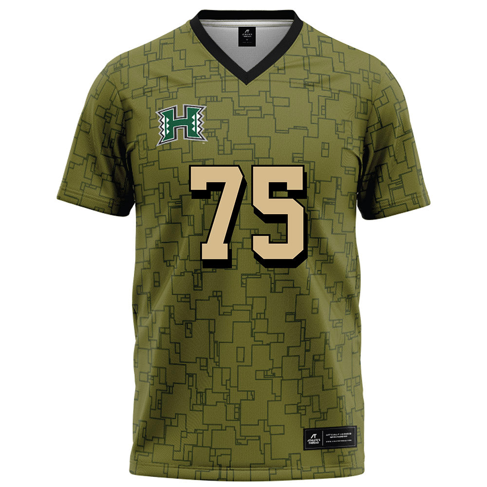 Hawaii - NCAA Football : Kaleb Carter - Green Camo Football Jersey-0