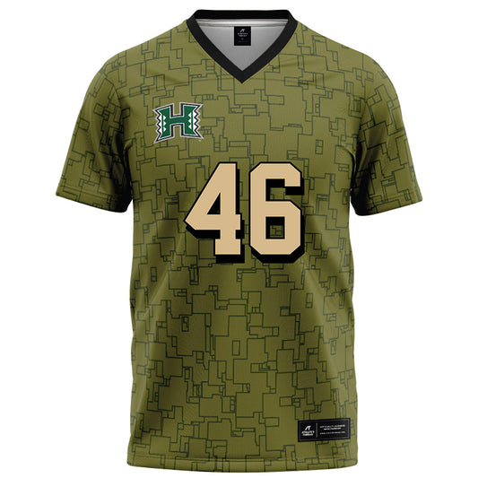 Hawaii - NCAA Football : Matt bailiff - Green Camo Football Jersey