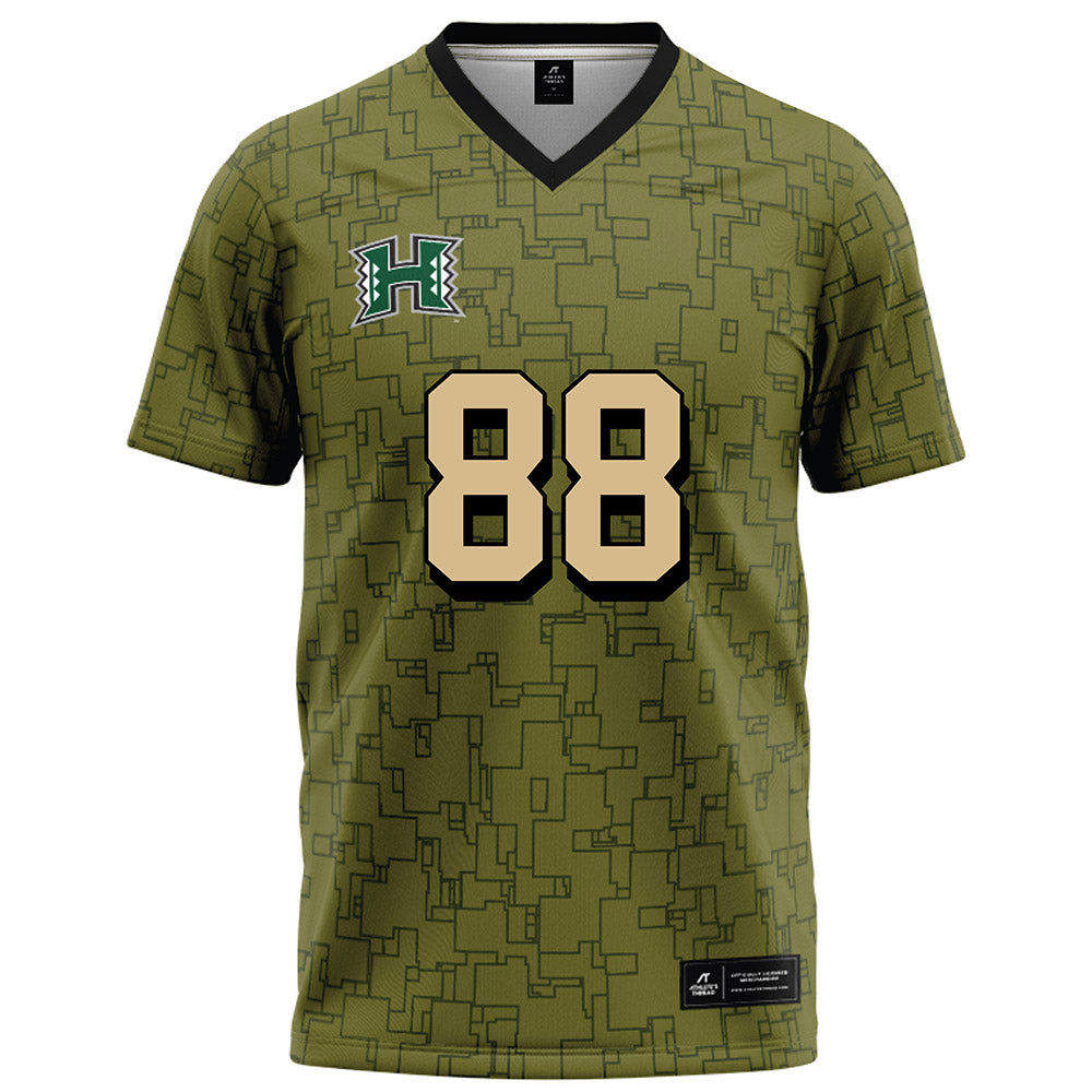 Hawaii - NCAA Football : Alan Cordano - Green Camo Football Jersey-0