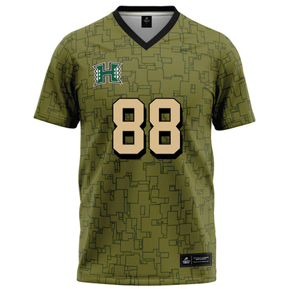 Hawaii - NCAA Football : Alan Cordano - Green Camo Football Jersey-0