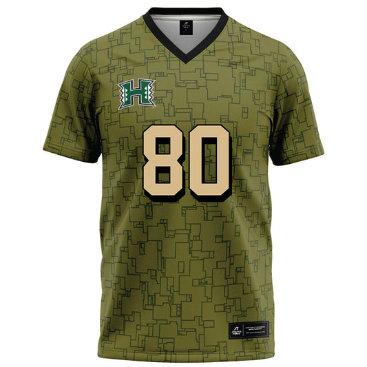 Hawaii - NCAA Football : Blaze Kamoku - Green Camo Football Jersey-0