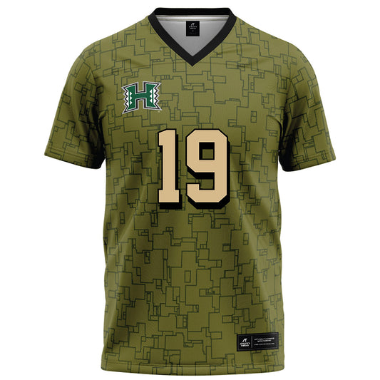 Hawaii - NCAA Football : Lucas Borrow - Green Camo Football Jersey