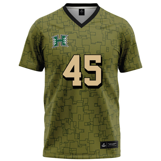 Hawaii - NCAA Football : Nicholas Pang - Green Camo Football Jersey-0