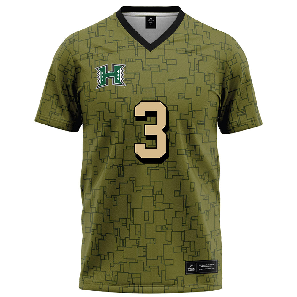 Hawaii - NCAA Football : Nick Cenacle - Green Camo Football Jersey-0