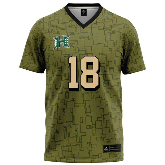 Hawaii - NCAA Football : Caleb Freeman - Green Camo Football Jersey-0