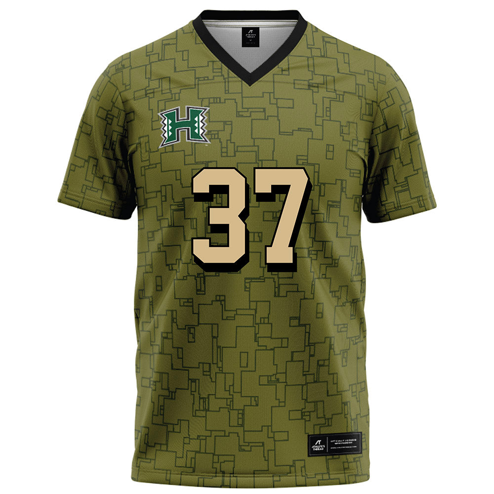 Hawaii - NCAA Football : Riis Weber - Green Camo Football Jersey-0