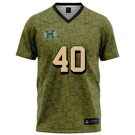 Hawaii - NCAA Football : Jeremiah Wright - Green Camo Football Jersey-0