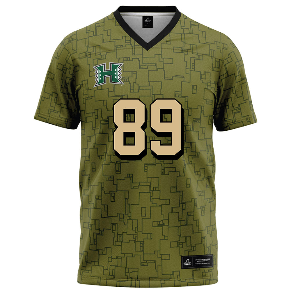 Hawaii - NCAA Football : Nick Delgadillo - Green Camo Football Jersey-0