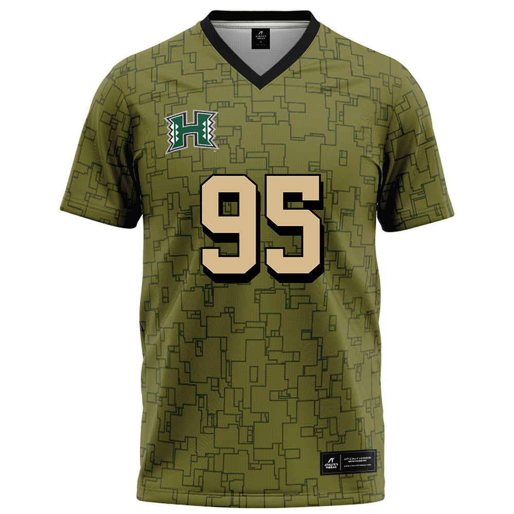 Hawaii - NCAA Football : Anthony Sagapolutele - Green Camo Football Jersey