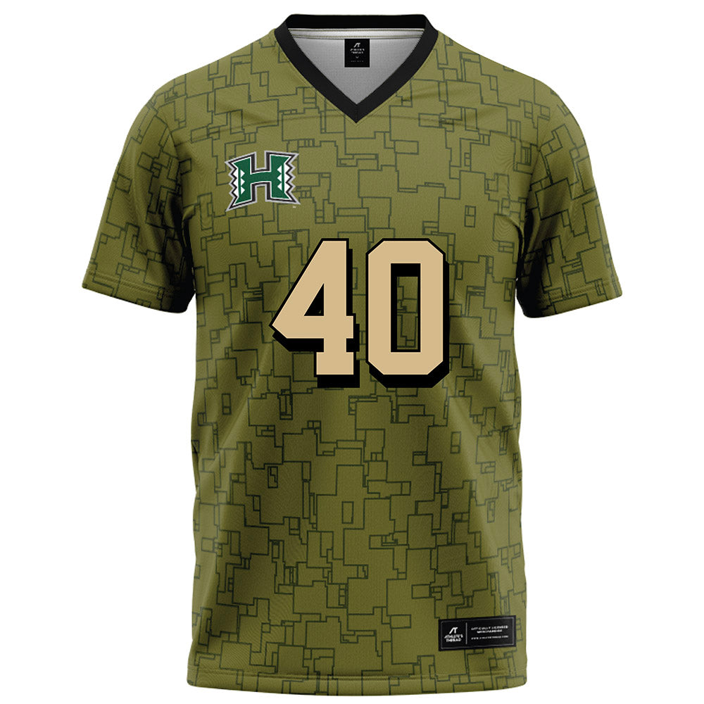 Hawaii - NCAA Football : Jeremiah Wright - Green Camo Football Jersey