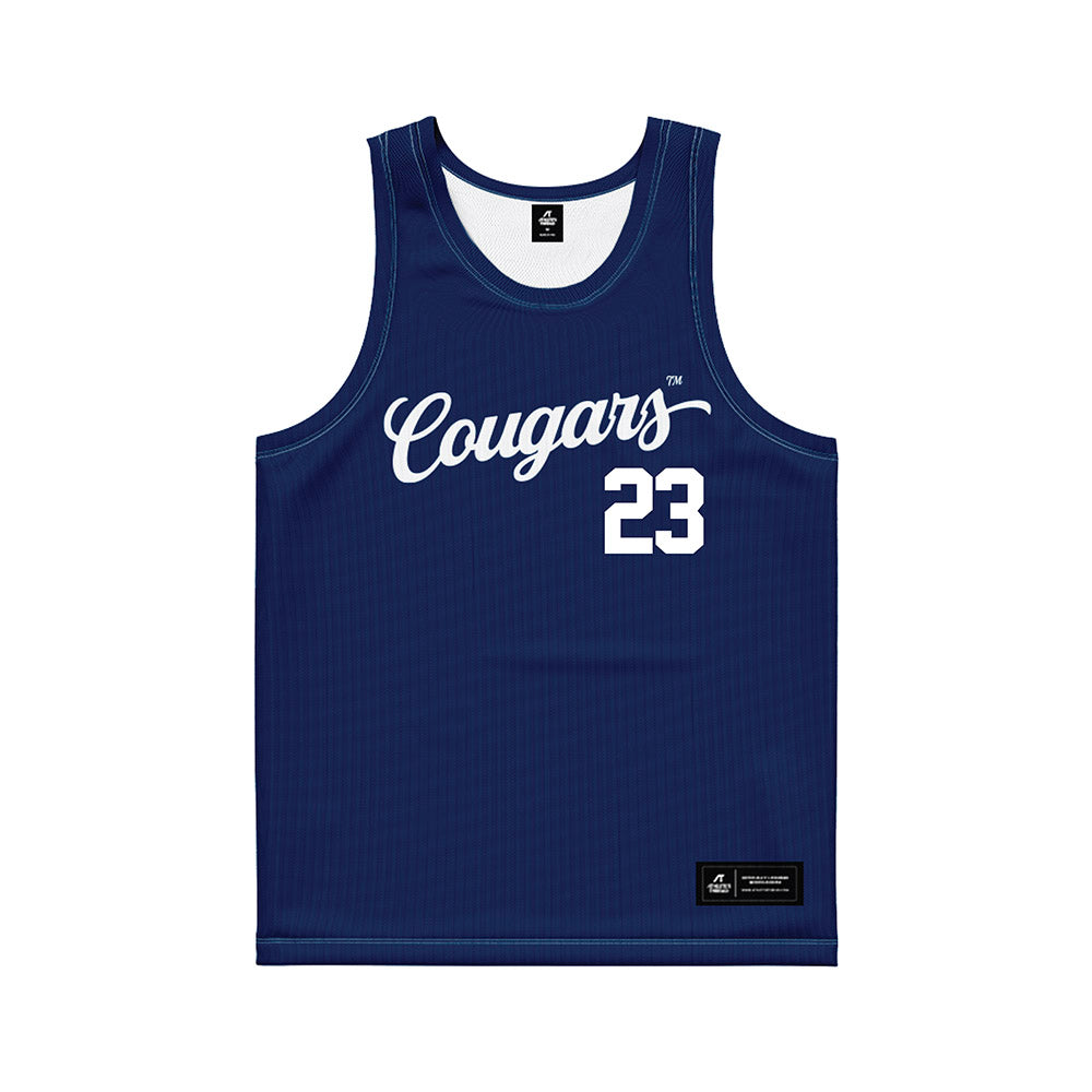 BYU - NCAA Women's Basketball : Marya Hudgins - Navy Basketball Jersey