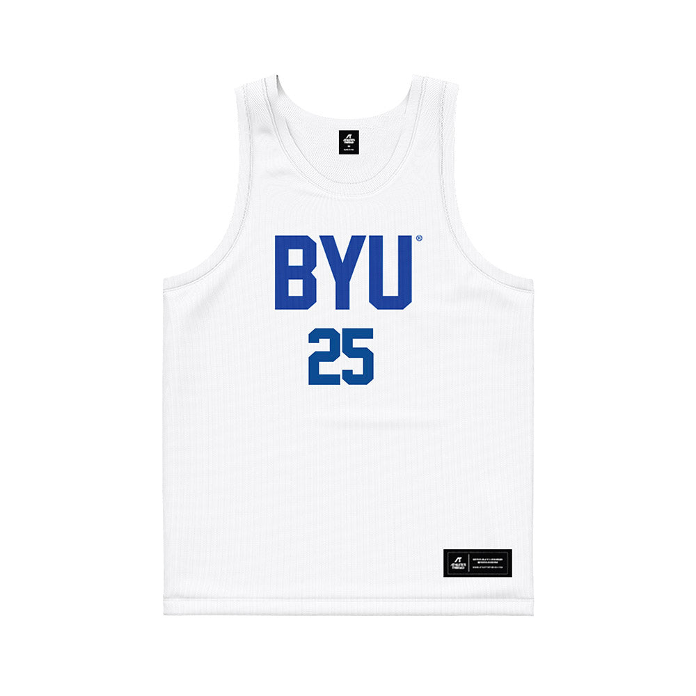 BYU - NCAA Men's Basketball : Dawson Baker - White Basketball Jersey-0