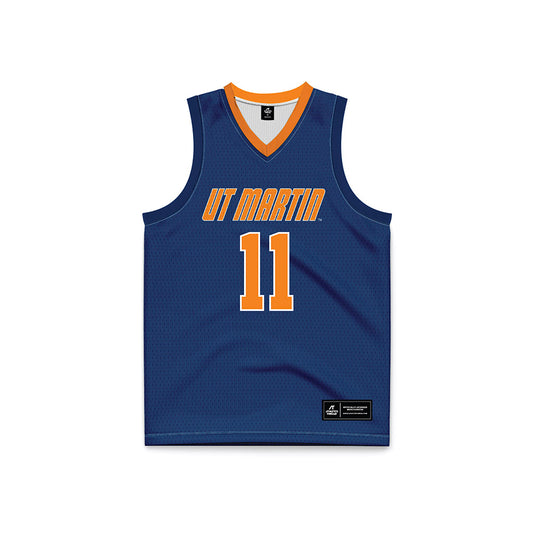 UT Martin - NCAA Men's Basketball : AJ Hopkins - Blue Basketball Jersey-0