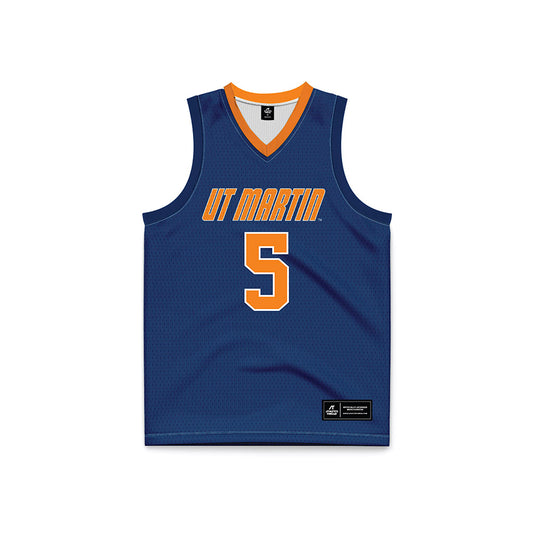 UT Martin - NCAA Men's Basketball : Damien King - Blue Basketball Jersey-0
