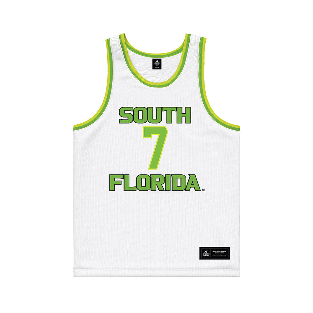 USF - NCAA Men's Basketball : Caleb Sanders - White Basketball Jersey-0