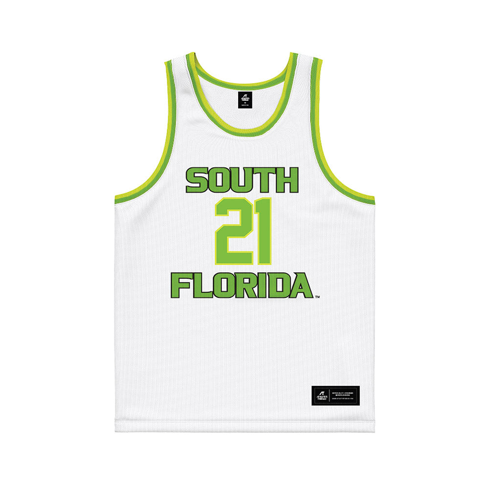 USF - NCAA Men's Basketball : Adriel Nyorha - White Basketball Jersey-0