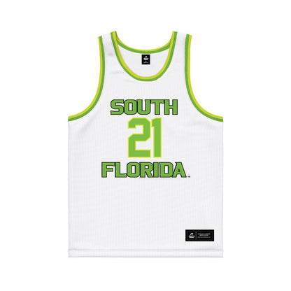 USF - NCAA Men's Basketball : Adriel Nyorha - White Basketball Jersey-0